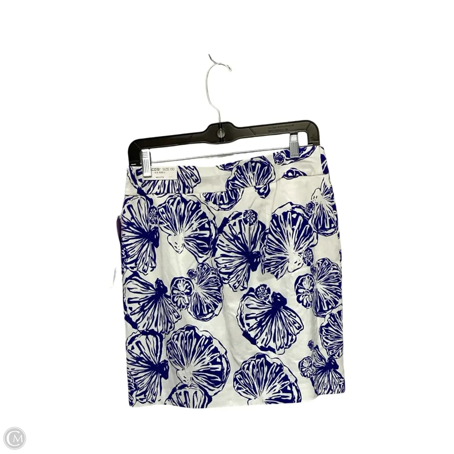 Skirt Mini & Short By Chicos In Blue & White, Size: 0