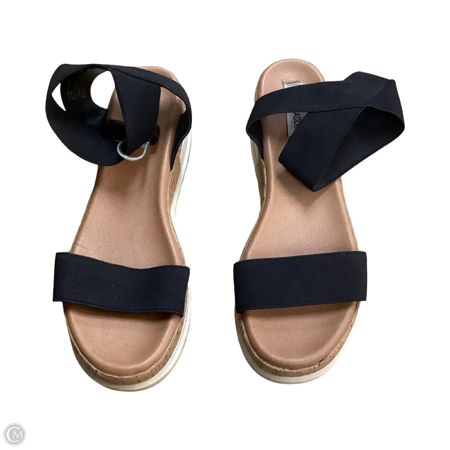 Sandals Heels Wedge By Steve Madden In Black, Size: 8.5
