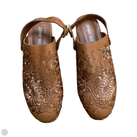 Shoes Heels Wedge By Johnny Was In Brown, Size: 9