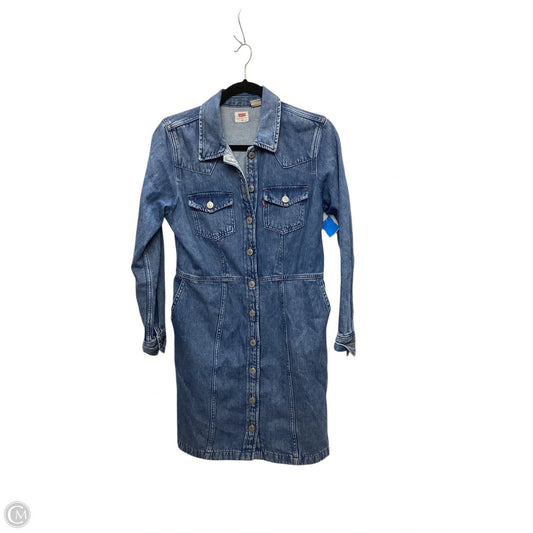 Dress Casual Midi By Levis In Blue Denim, Size: M