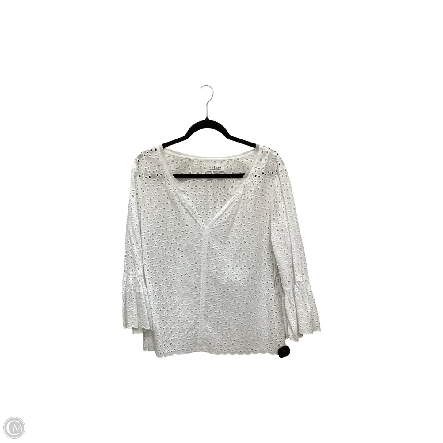 Blouse 3/4 Sleeve By Velvet By Graham & Spencer In White, Size: L