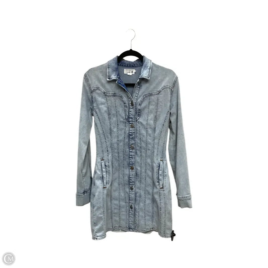 Designer Dress Casual Short By Good American In Blue Denim, Size: S
