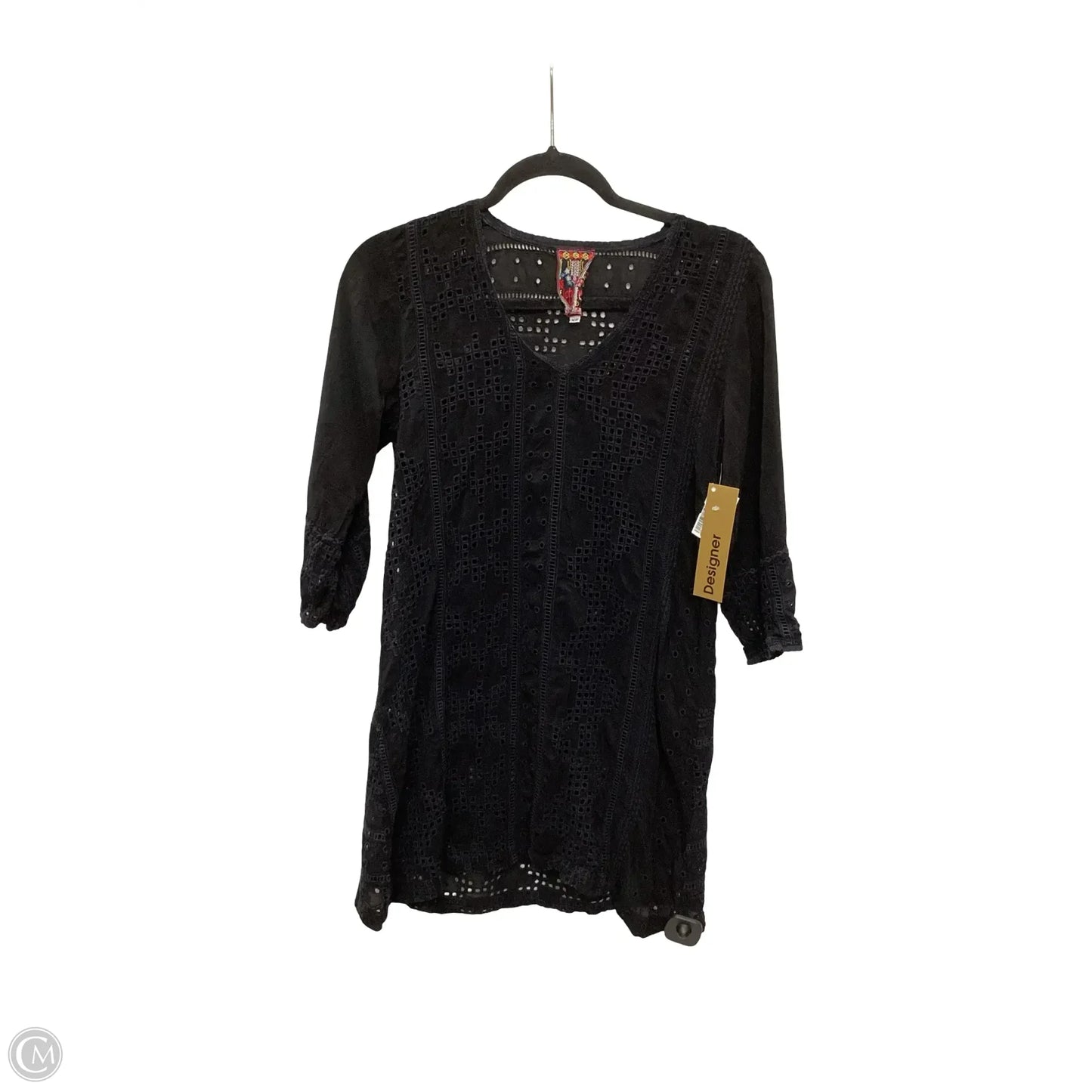 Designer Blouse Long Sleeve By Johnny Was In Black, Size: Xs