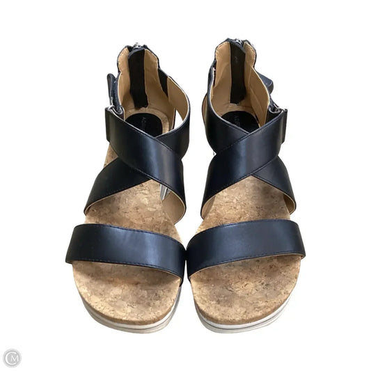 Sandals Heels Wedge By Adrienne Vittadini In Black, Size: 8