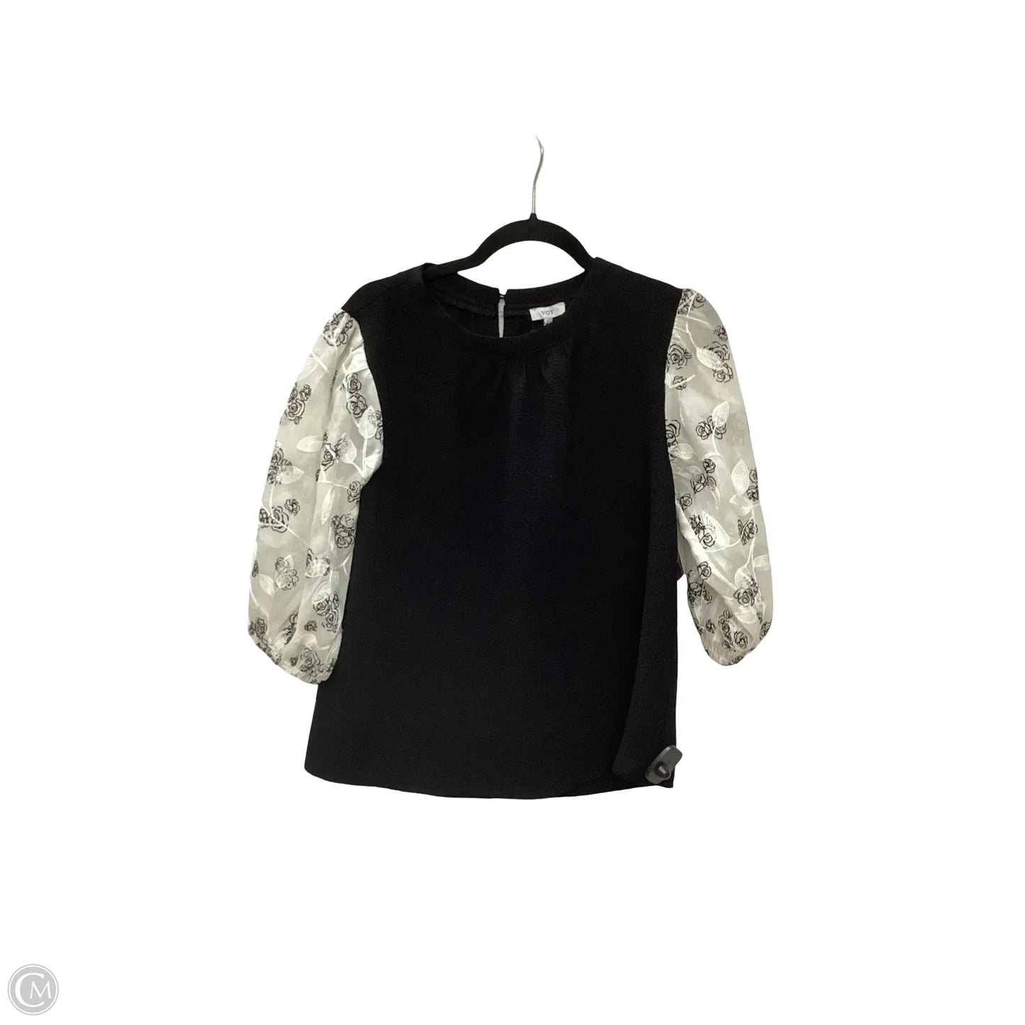 Blouse 3/4 Sleeve By Voy In Black & White, Size: S