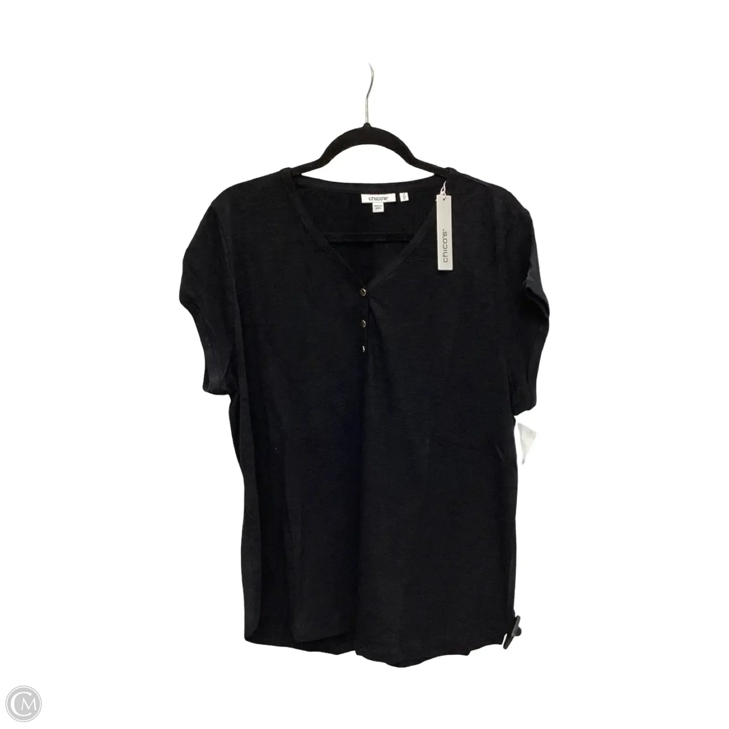 Blouse Short Sleeve By Chicos In Black, Size: Xl