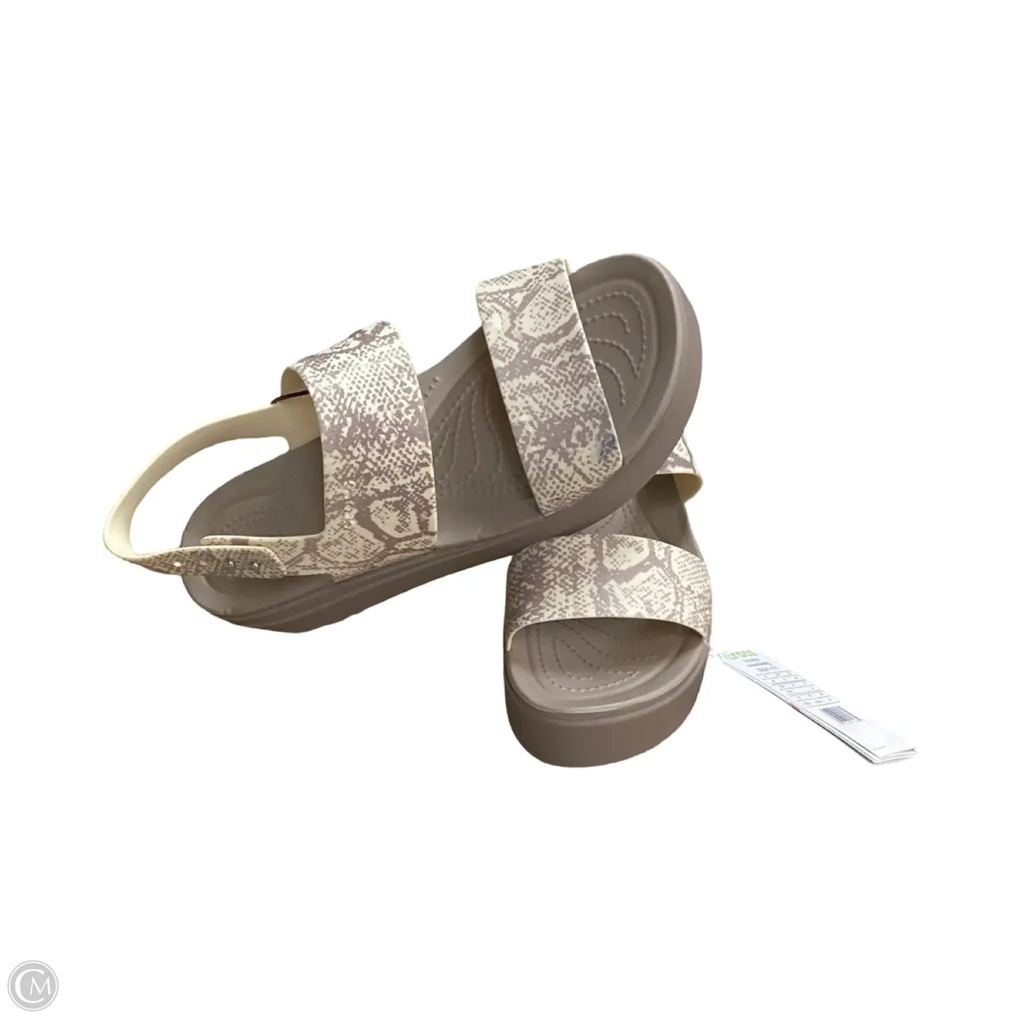 Sandals Heels Wedge By Crocs In Snakeskin Print, Size: 9