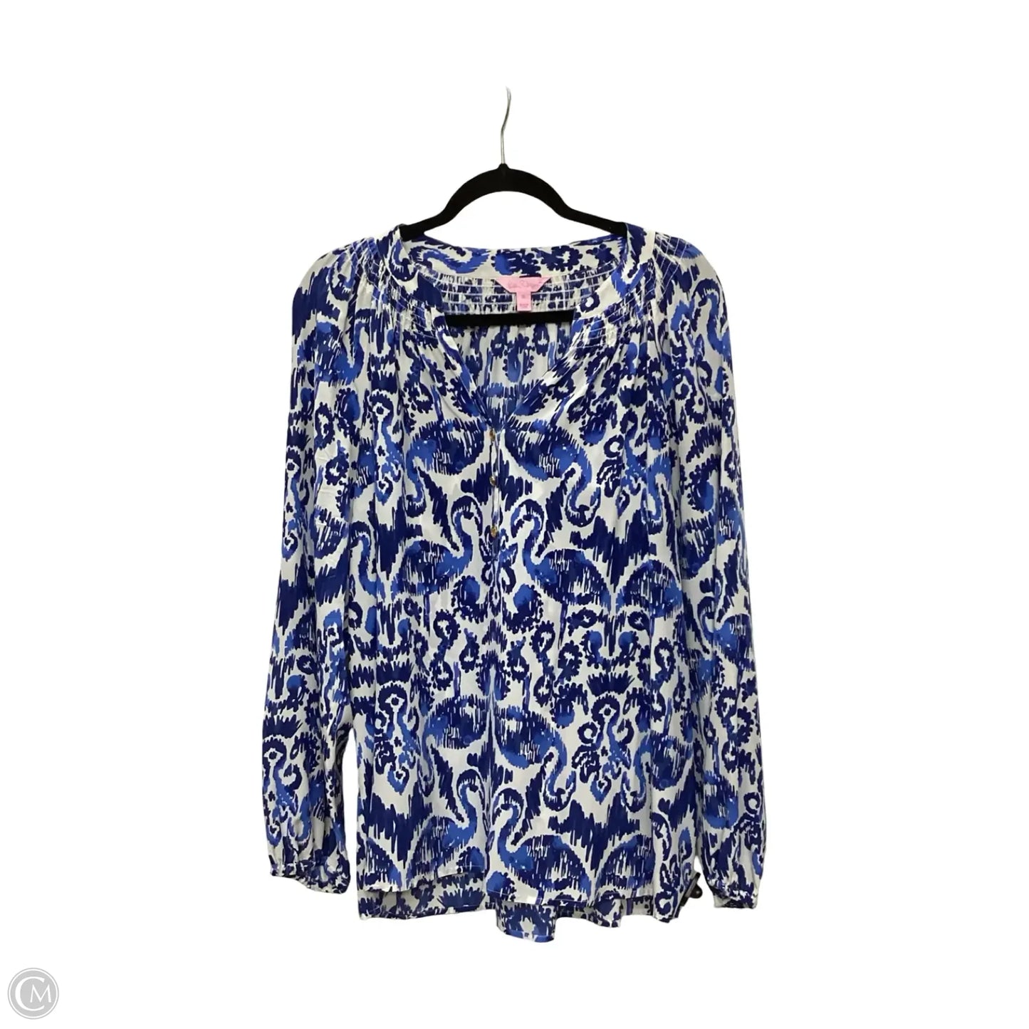 Blouse Designer By Lilly Pulitzer In Blue & White, Size: Xl