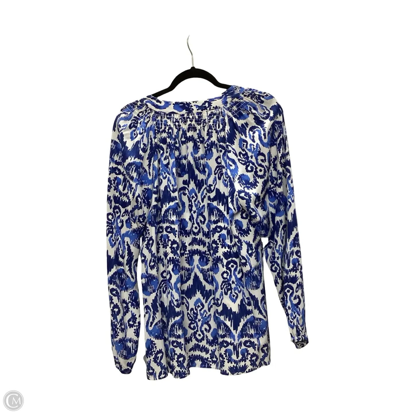 Blouse Designer By Lilly Pulitzer In Blue & White, Size: Xl