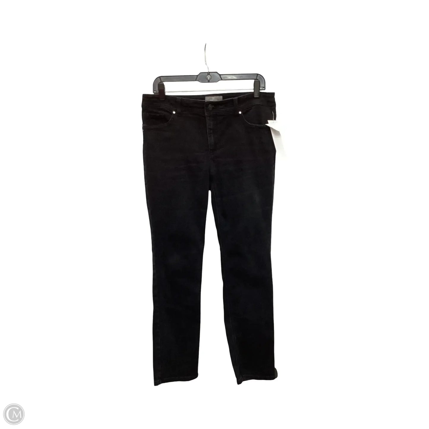 Jeans Straight By Chicos In Black Denim, Size: M