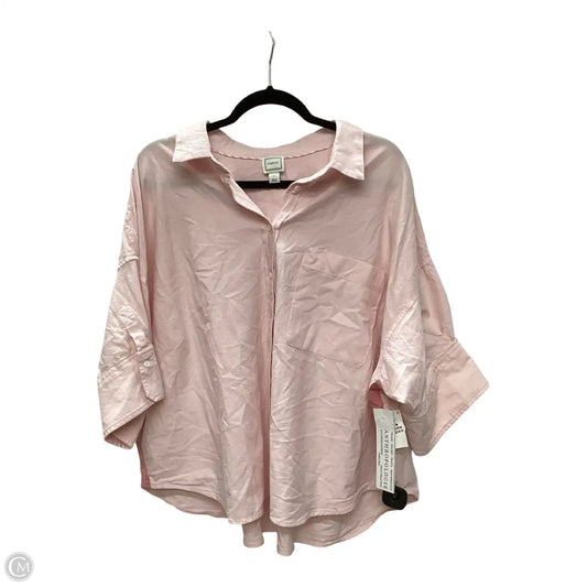 Blouse Short Sleeve By Maeve In Pink, Size: 2x