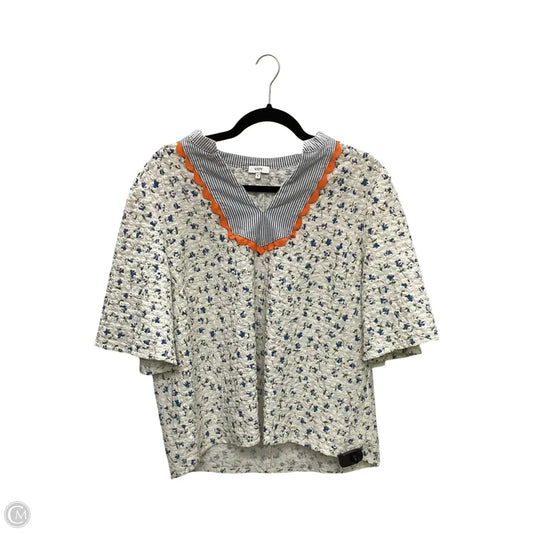 Designer Blouse Short Sleeve By Voy In Floral Print, Size: L