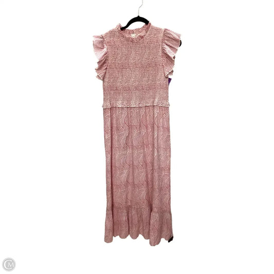 Dress Casual Maxi By Clothes Mentor In Pink & White, Size: L