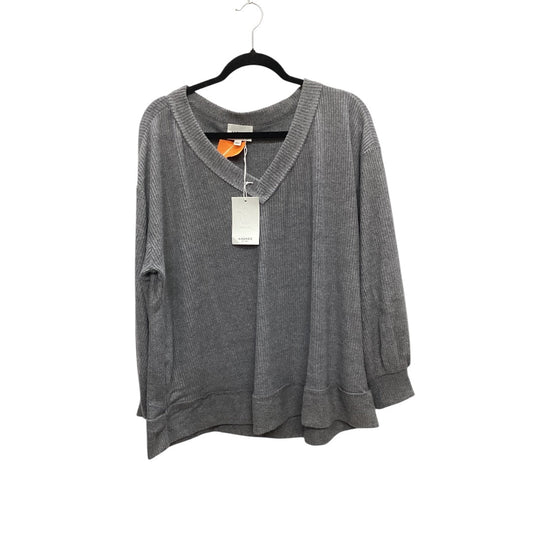 Top Long Sleeve By Andree By Unit In Grey, Size: 1x