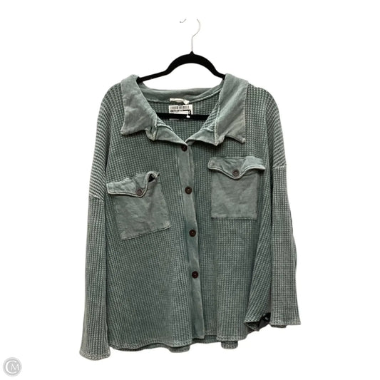 Jacket Shirt By Clothes Mentor In Green, Size: L