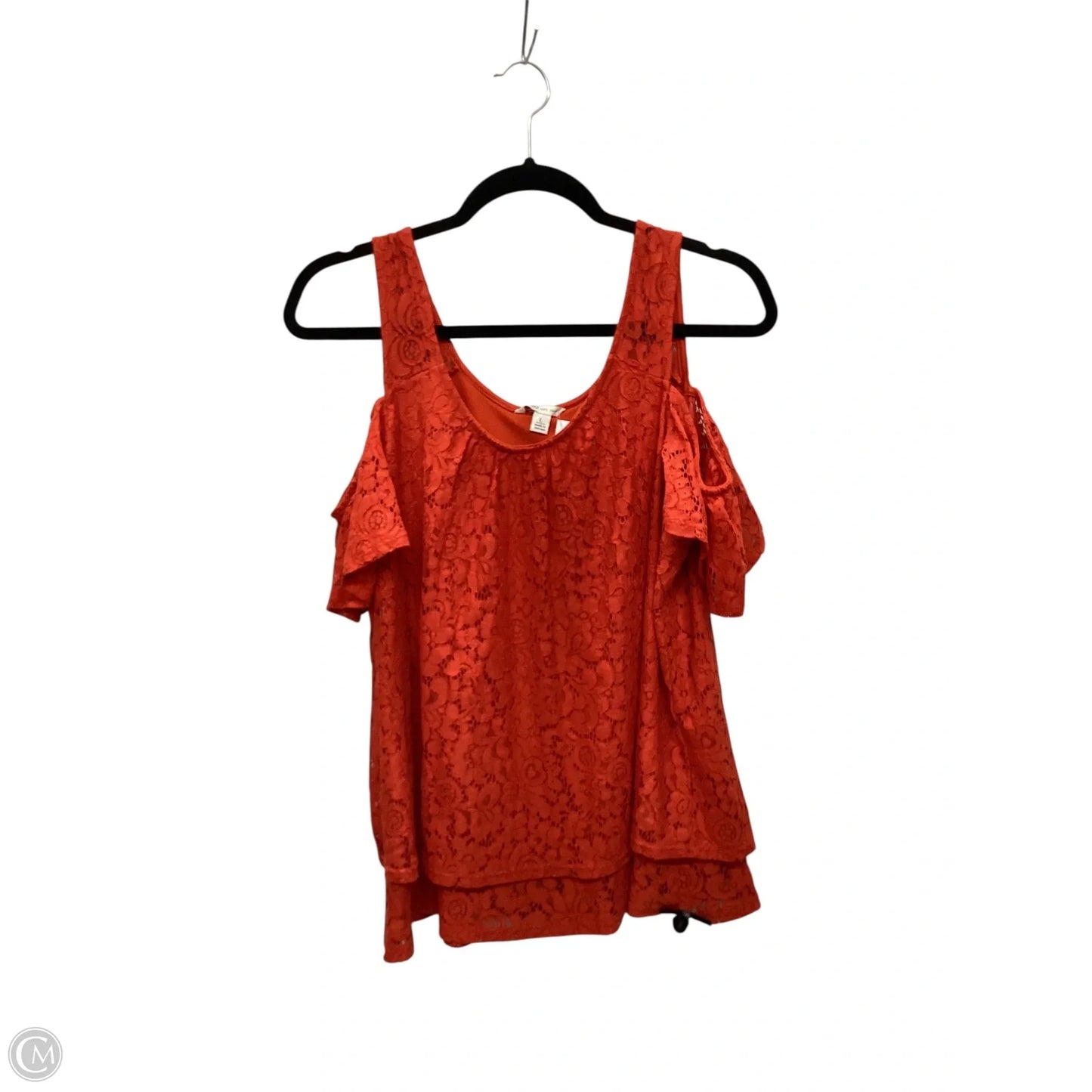 Top Short Sleeve By Cato In Orange, Size: L