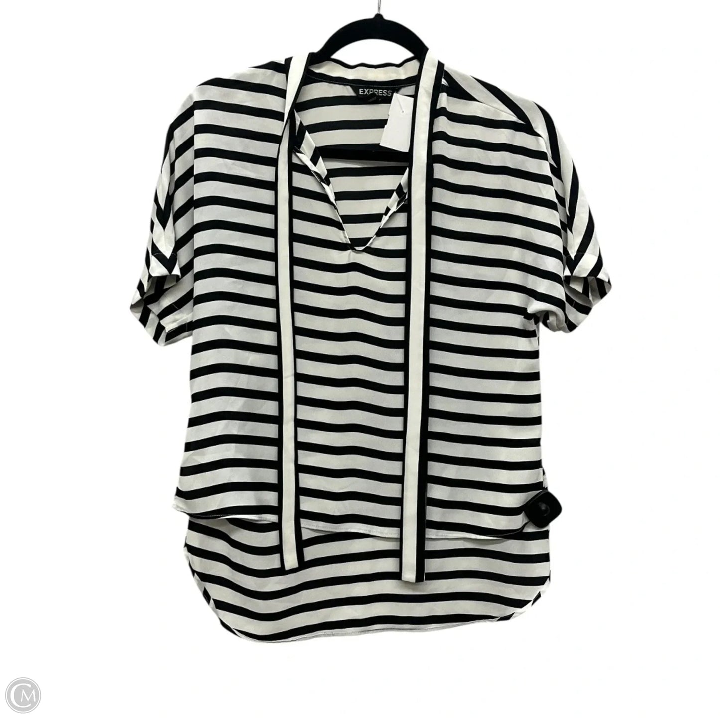 Top Short Sleeve By Express In Striped Pattern, Size: Xs