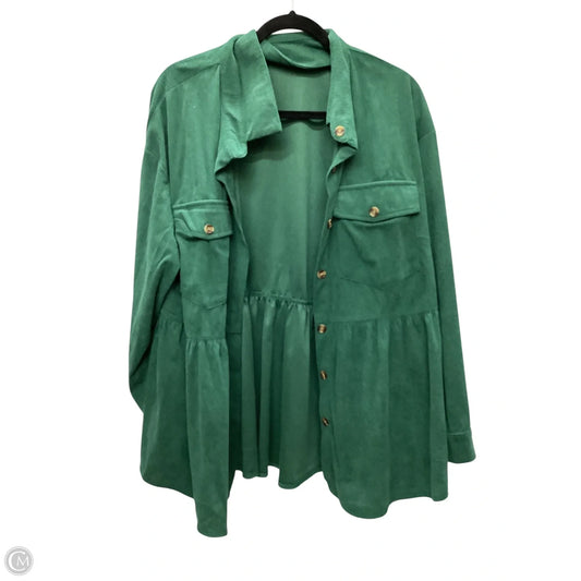 Jacket Shirt By Shein In Green, Size: 1x
