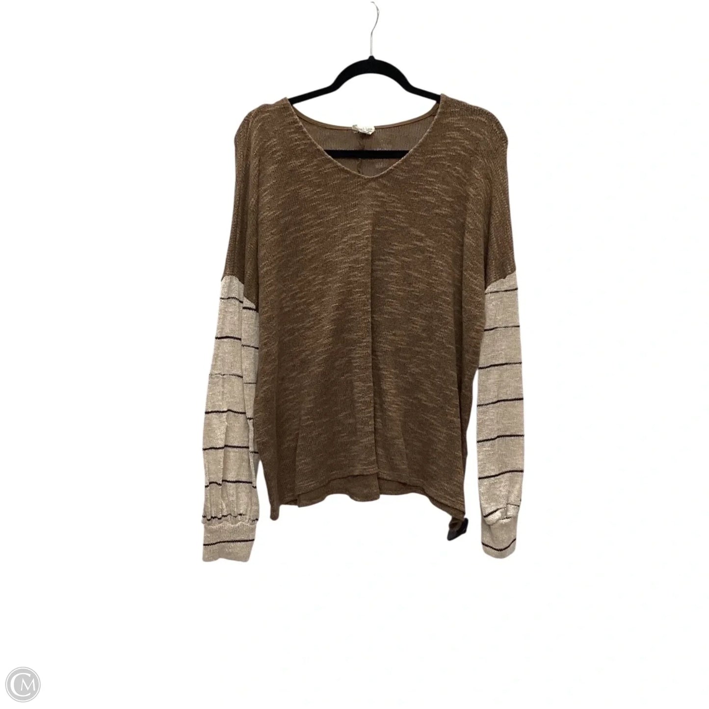 Top Long Sleeve By Peach Love Cream California In Brown, Size: L