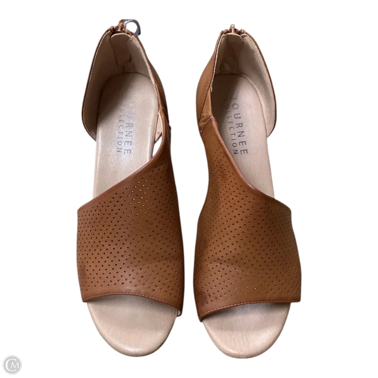 Sandals Heels Wedge By Journee In Tan, Size: 10