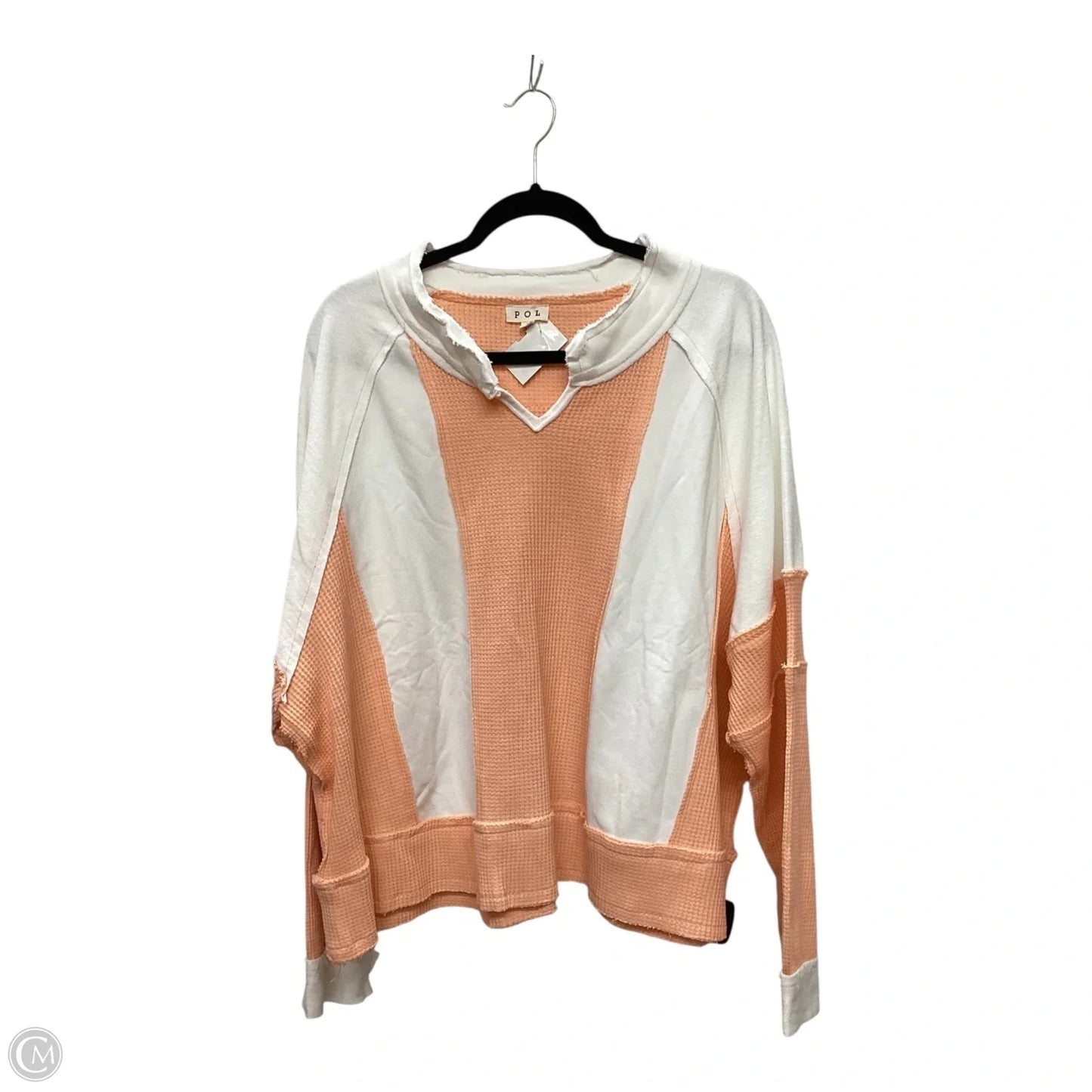 Top Long Sleeve By Pol In White, Size: L