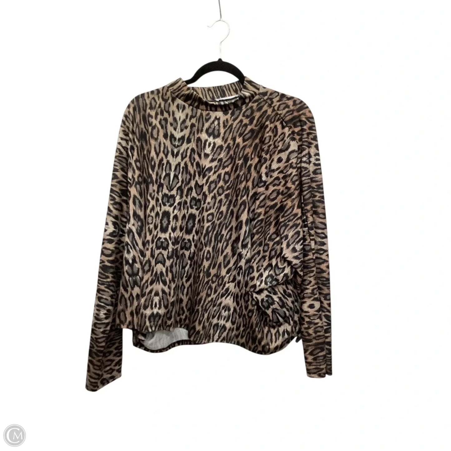 Top Long Sleeve By Zara Basic In Animal Print, Size: L