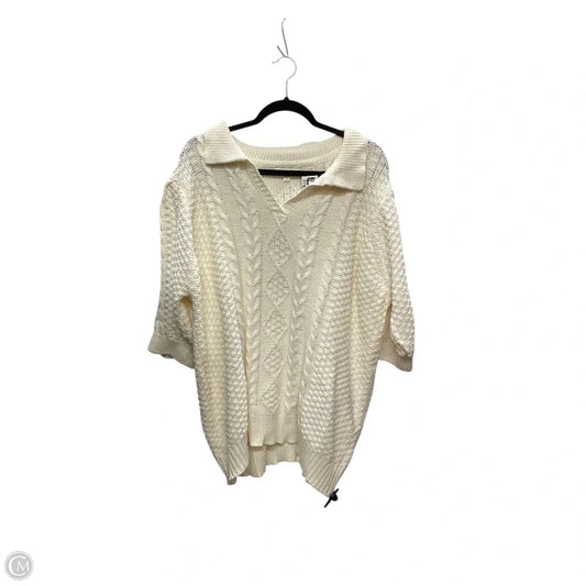 Sweater Short Sleeve By Oddi In Cream, Size: 3x