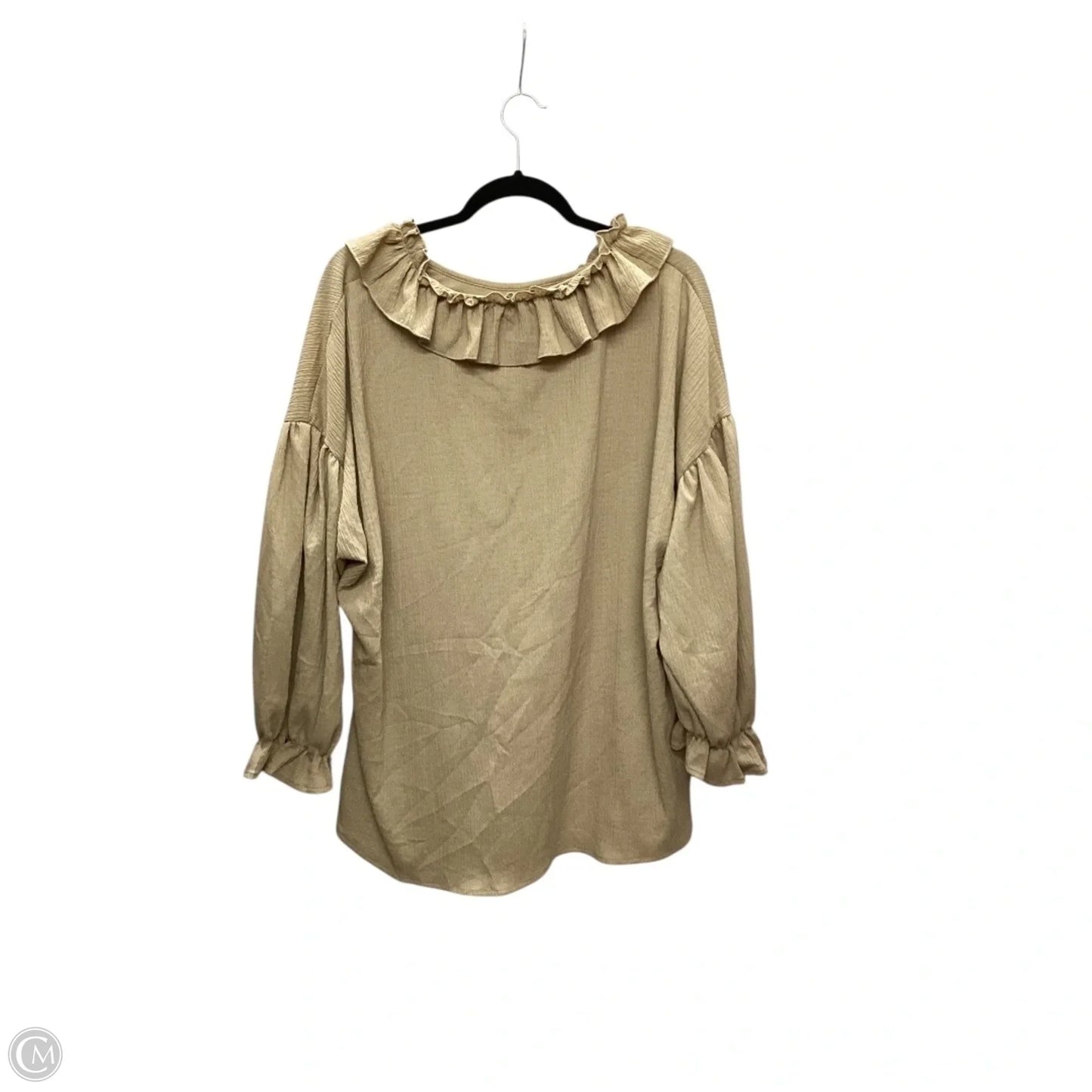 Blouse Long Sleeve By Chicsoul In Tan, Size: 3x