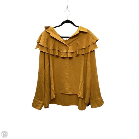 Blouse Long Sleeve By Cato In Yellow, Size: 3x