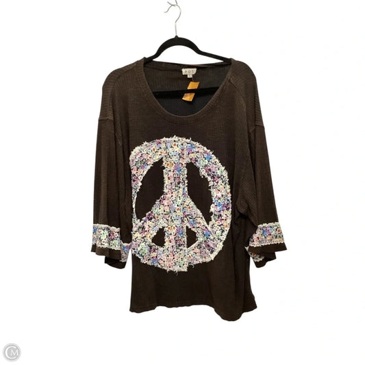 Top Short Sleeve By Pol In Brown, Size: L