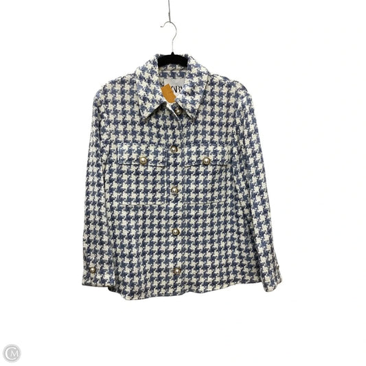 Jacket Shirt By Zara In Blue, Size: Xs