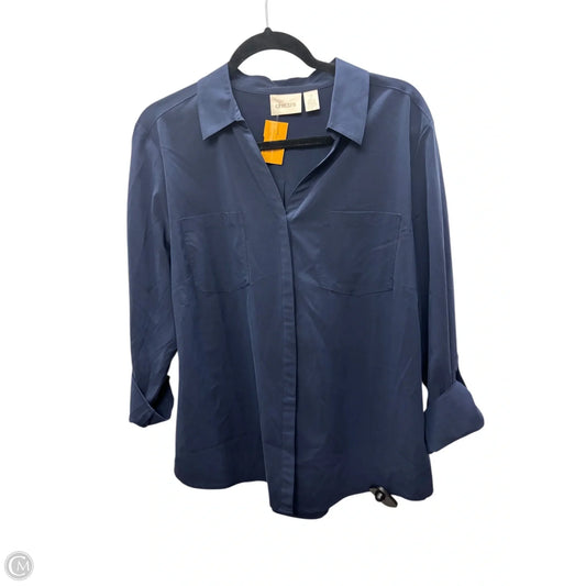 Blouse Long Sleeve By Chicos In Blue, Size: 2