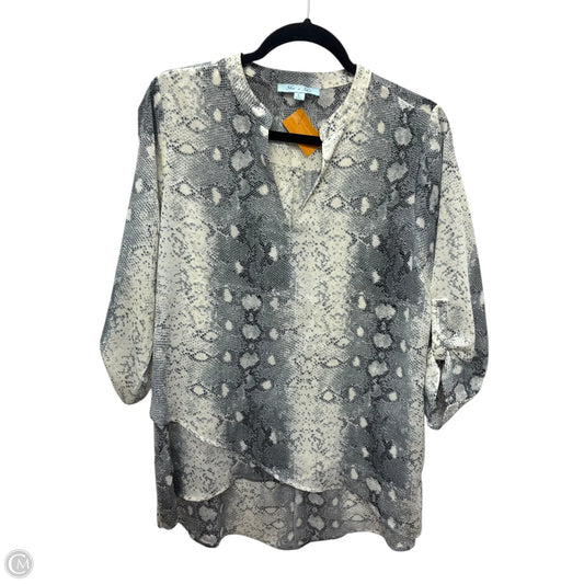Blouse Long Sleeve By She + Sky In Snakeskin Print, Size: L