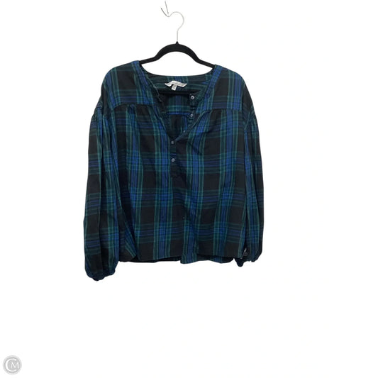 Top Long Sleeve By Clothes Mentor In Plaid Pattern, Size: M