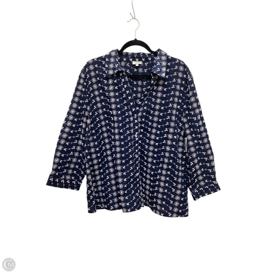 Blouse Long Sleeve By Jaclyn Smith In Blue, Size: 2x