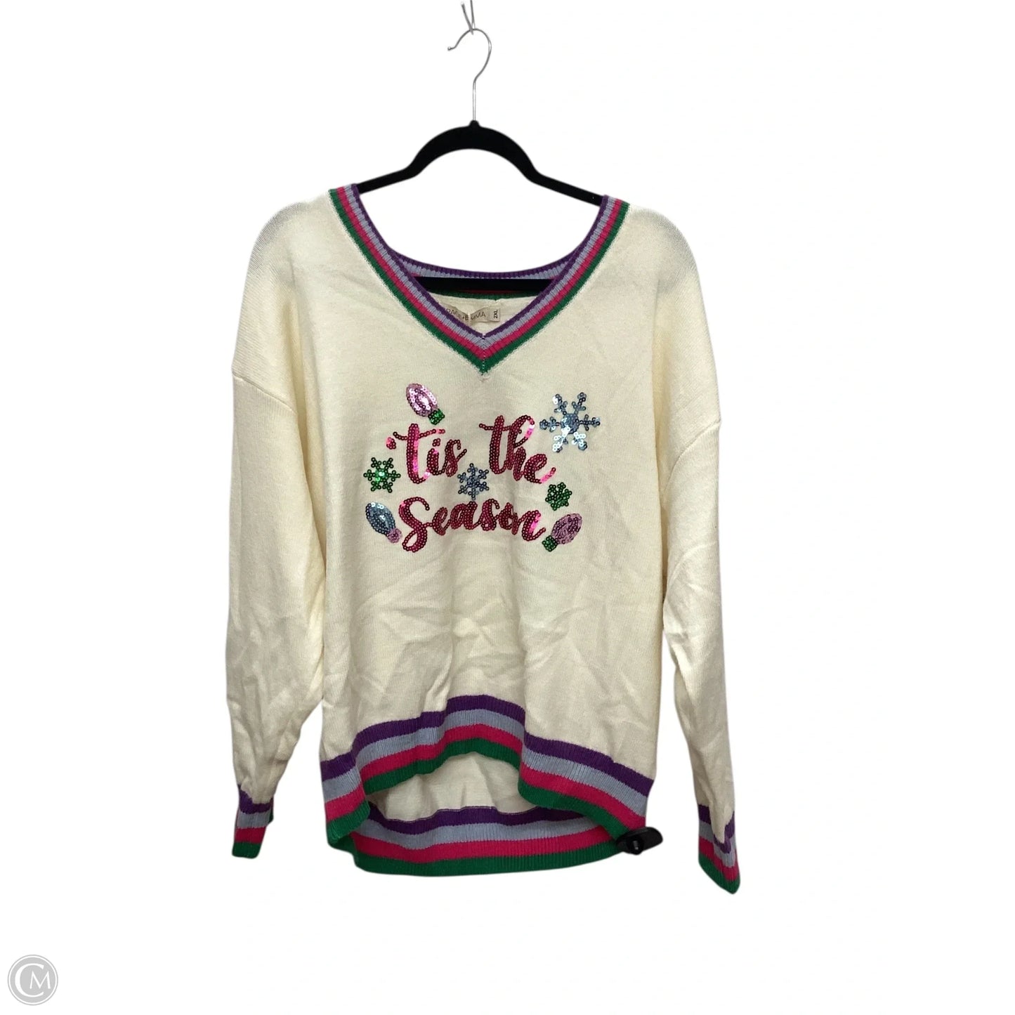 Sweater By Clothes Mentor In Cream, Size: 2x