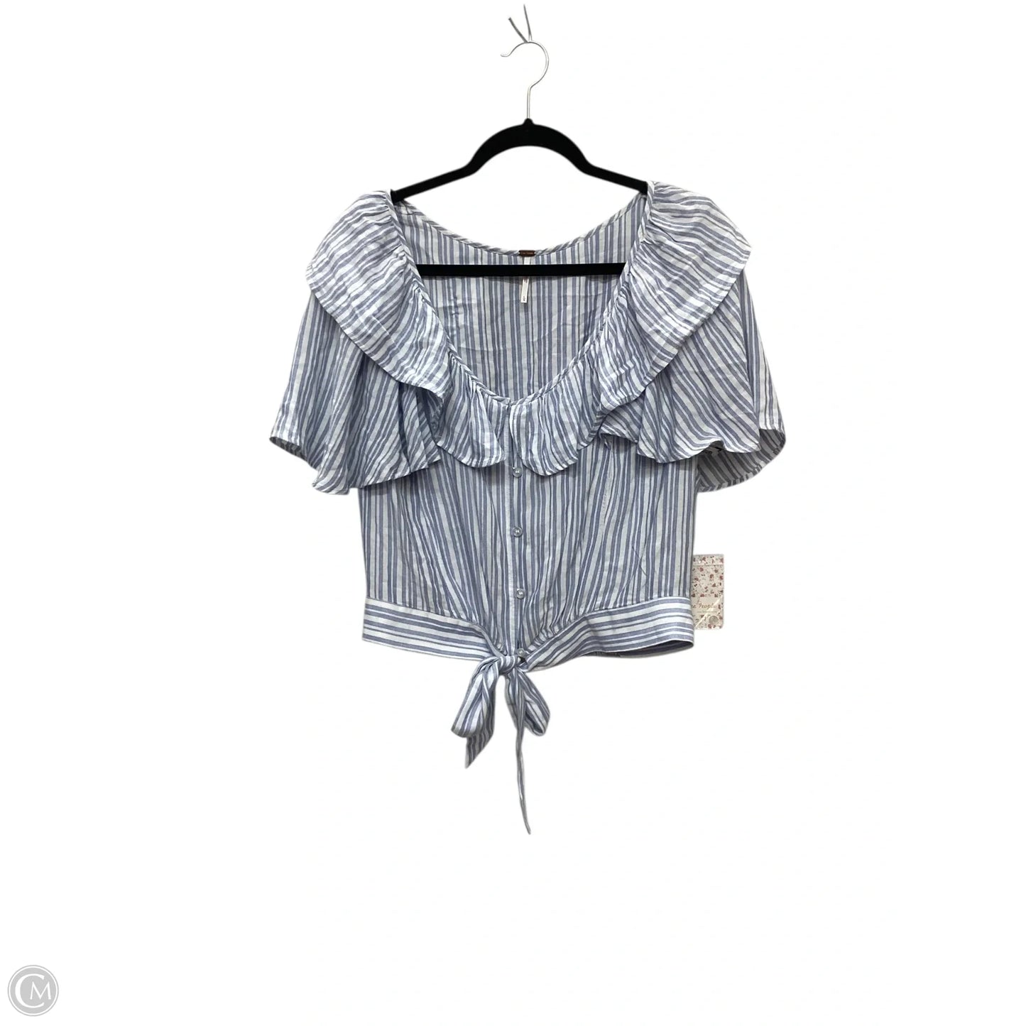 Top Short Sleeve By Free People In Blue & White, Size: L