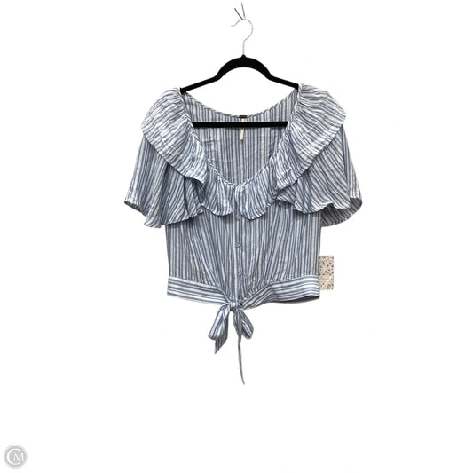 Top Short Sleeve By Free People In Blue & White, Size: L