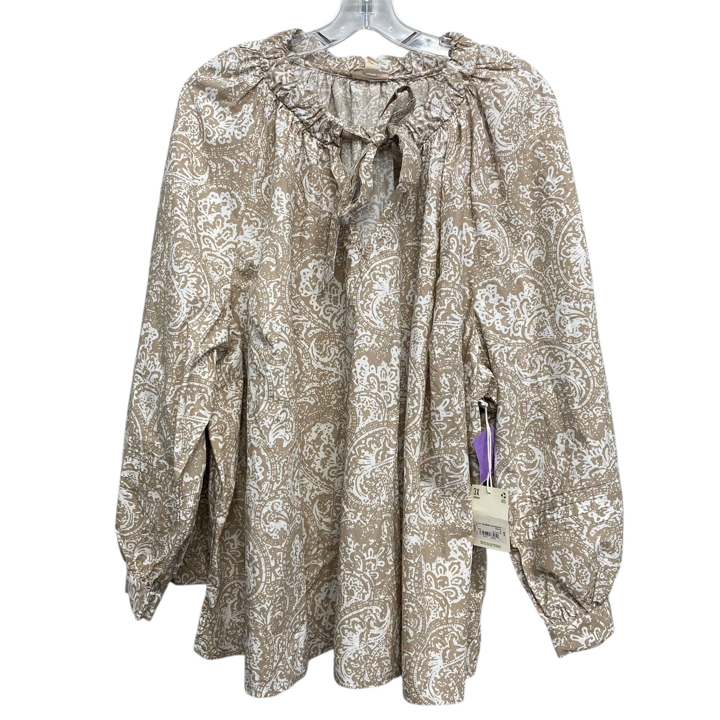 Top Ls By Ana In Tan & White, Size:3X