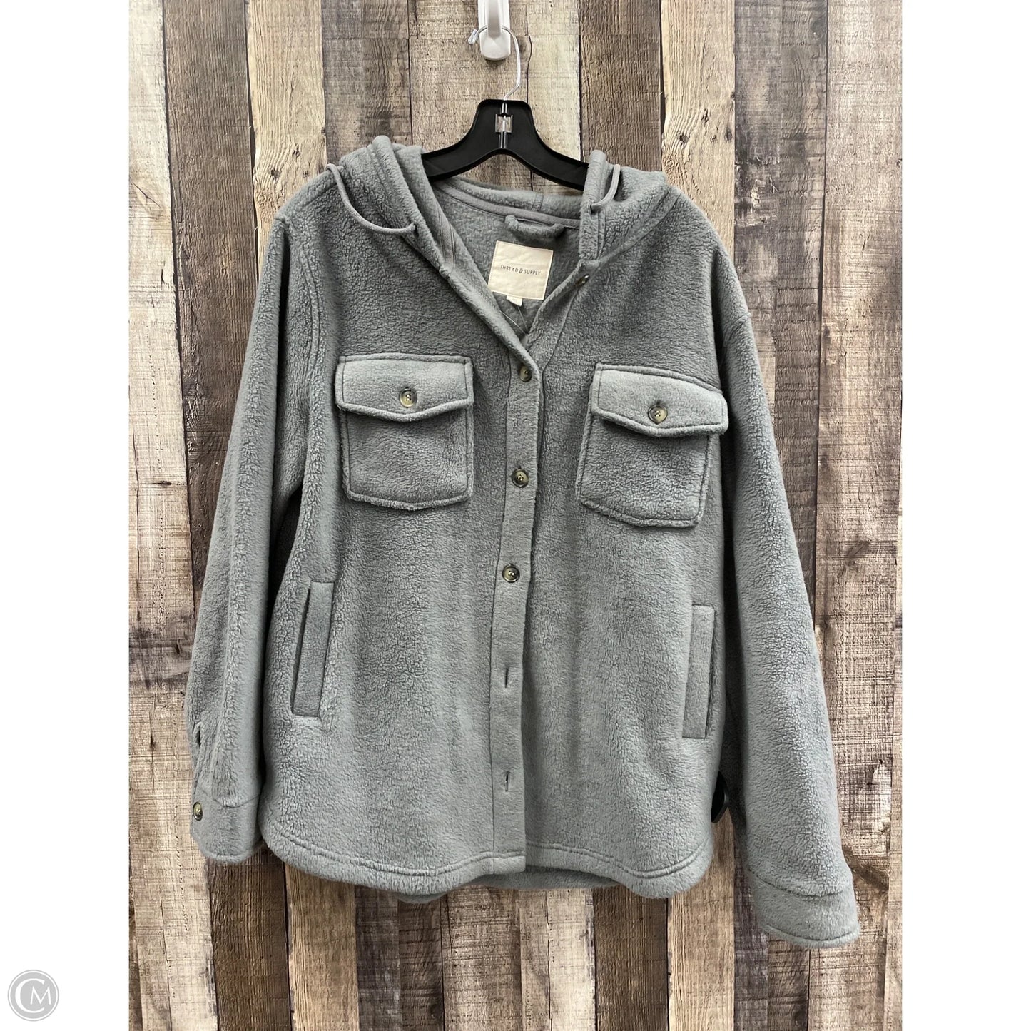 Jacket Fleece By Thread And Supply In Grey, Size: M