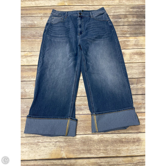 Jeans Cropped By Halara In Blue Denim, Size: Xl
