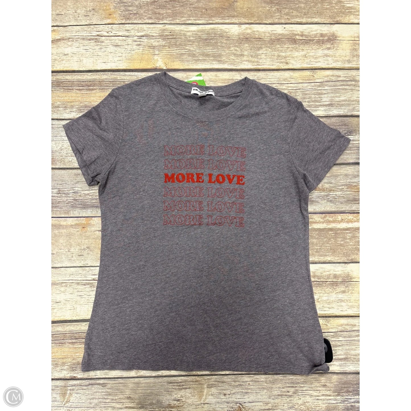 Top Short Sleeve By Cme In Grey, Size: M