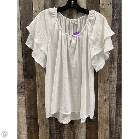 Top Short Sleeve By Cato In White, Size: L