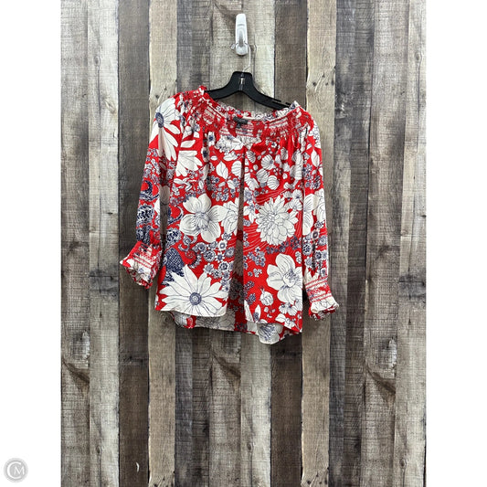 Top Long Sleeve By Talbots In Geometric Pattern, Size: M