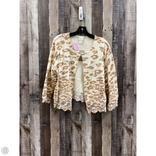 Sweater Cardigan By Chicos In Animal Print, Size: L