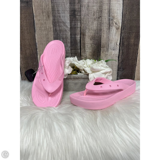 Sandals Flip Flops By Crocs In Pink, Size: 8