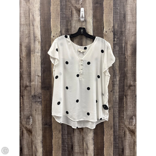 Top Short Sleeve By Loft In Polkadot Pattern, Size: L