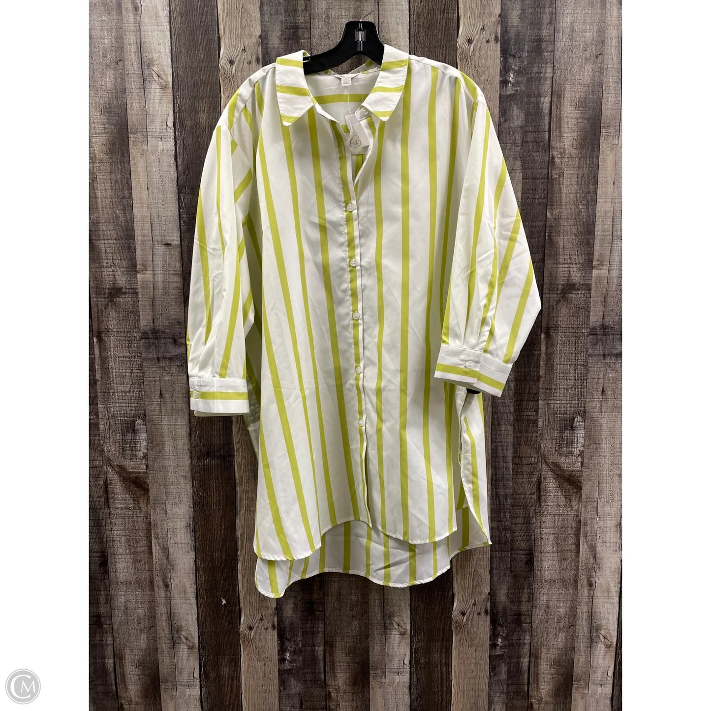 Tunic 3/4 Sleeve By Cato In Striped Pattern, Size: 18