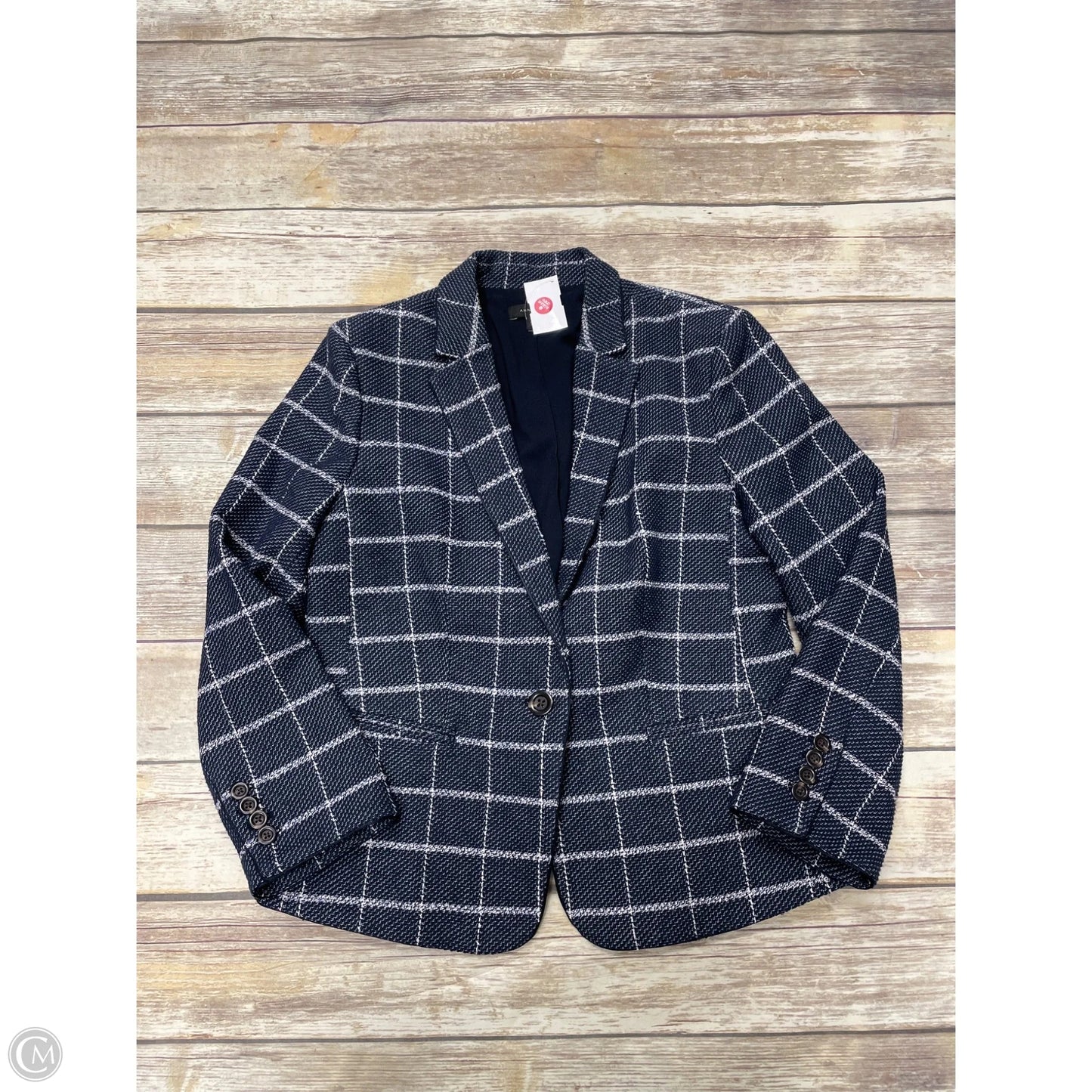 Blazer By Ann Taylor In Blue & White, Size: L
