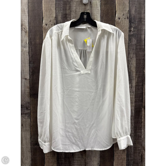 Blouse Long Sleeve By New York And Co In White, Size: Xxl